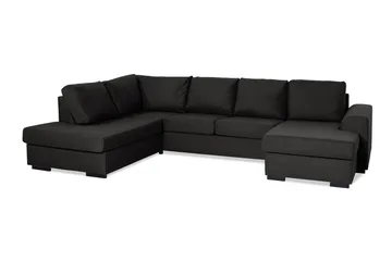 Ocean 4-seters Venstrevendt U-formet Sofa med Divan og Sjeselong i Stoff - Svart - Møbler - Sofaer - U-sofa