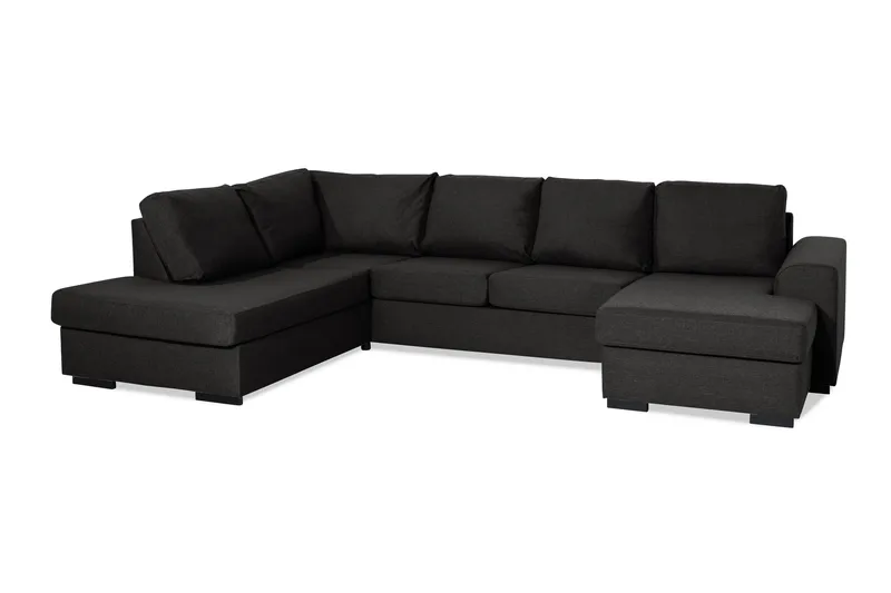 Ocean 4-seters Venstrevendt U-formet Sofa med Divan og Sjeselong i Stoff - Svart - Møbler - Sofaer - U-sofa