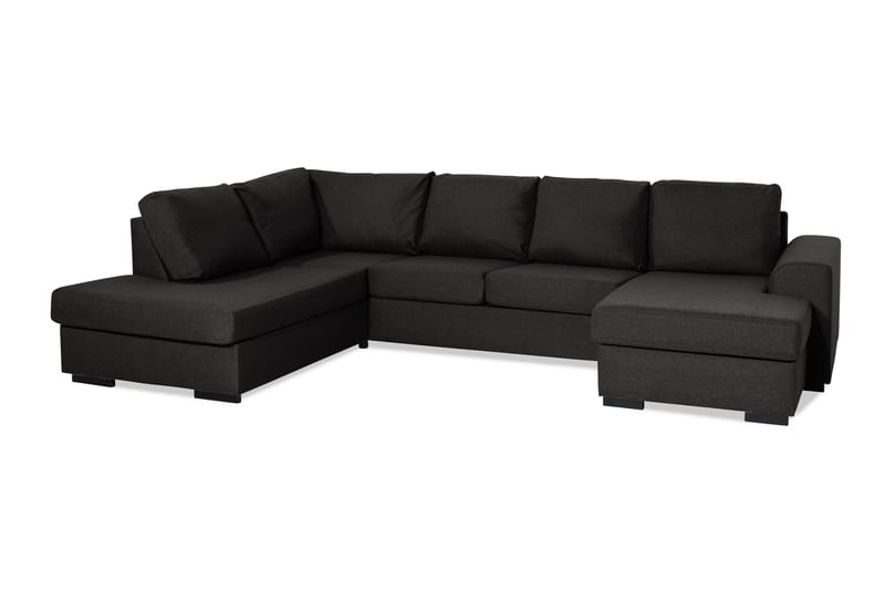 Ocean 4-seters Venstrevendt U-formet Sofa med Divan og Sjeselong i Stoff - Svart - Møbler - Sofaer - U-sofa