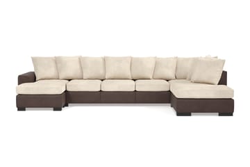 Ocean 5-seters Høyrevendt U-formet Large Sofa med Divan og Sjeselong i Manchester - Beige - Møbler - Sofaer - U-sofa