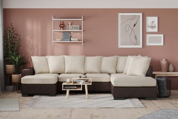Ocean 5-seters Høyrevendt U-formet Large Sofa med Divan og Sjeselong i Manchester - Beige - Møbler - Sofaer - U-sofa