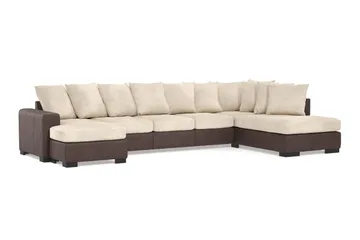 Ocean 5-seters Høyrevendt U-formet Large Sofa med Divan og Sjeselong i Manchester - Beige - Møbler - Sofaer - U-sofa