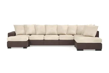 Ocean 5-seters Høyrevendt U-formet Large Sofa med Divan og Sjeselong i Manchester - Beige - Møbler - Sofaer - U-sofa