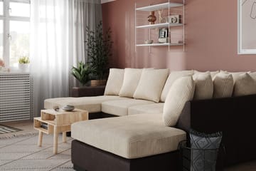 Ocean 5-seters Høyrevendt U-formet Large Sofa med Divan og Sjeselong i Manchester - Beige - Møbler - Sofaer - U-sofa
