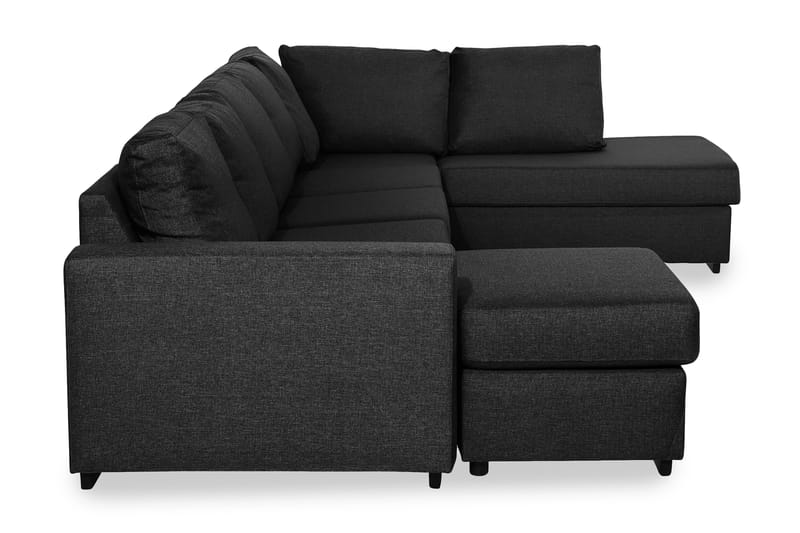 Ocean 5-seters Høyrevendt U-formet Large Sofa med Divan og Sjeselong i Stoff - Svart - Møbler - Sofaer - U-sofa