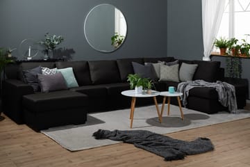 Ocean 5-seters Høyrevendt U-formet Large Sofa med Divan og Sjeselong i Stoff - Svart - Møbler - Sofaer - U-sofa