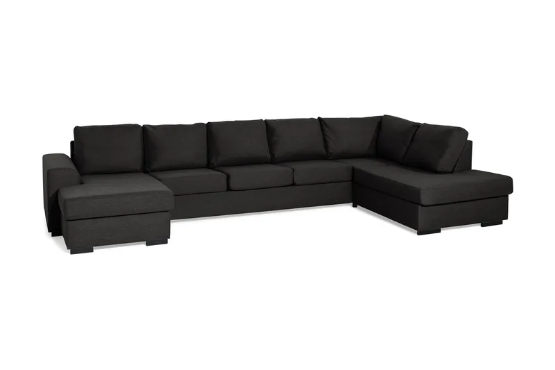 Ocean 5-seters Høyrevendt U-formet Large Sofa med Divan og Sjeselong i Stoff - Svart - Møbler - Sofaer - U-sofa