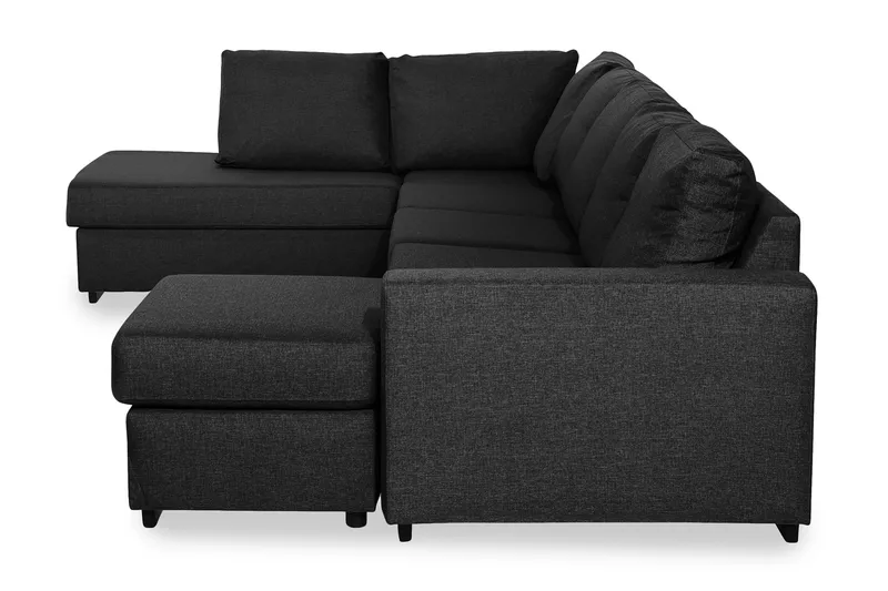Ocean 5-seters Venstrevendt U-formet Large Sofa med Divan og Sjeselong i Stoff - Svart - Møbler - Sofaer - U-sofa