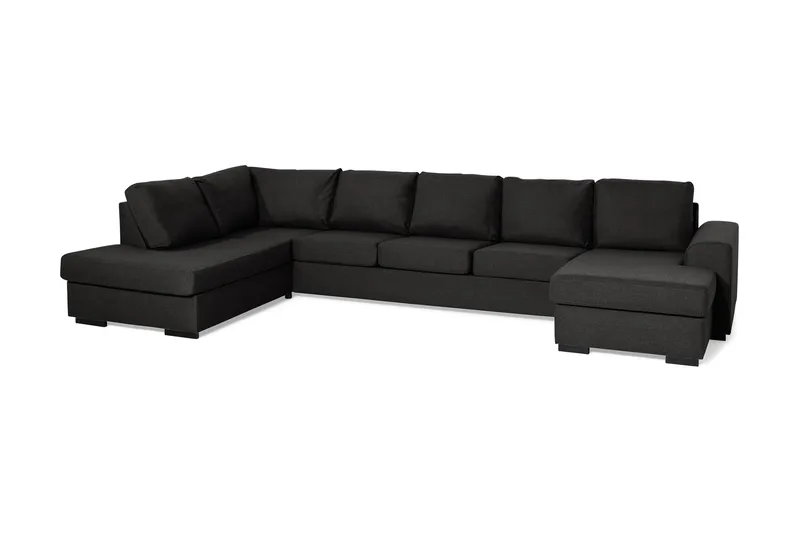 Ocean 5-seters Venstrevendt U-formet Large Sofa med Divan og Sjeselong i Stoff - Svart - Møbler - Sofaer - U-sofa