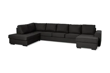 Ocean 5-seters Venstrevendt U-formet Large Sofa med Divan og Sjeselong i Stoff - Svart - Møbler - Sofaer - U-sofa