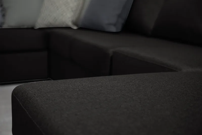 Ocean 5-seters Venstrevendt U-formet Large Sofa med Divan og Sjeselong i Stoff - Svart - Møbler - Sofaer - U-sofa