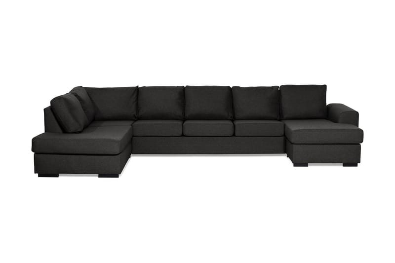 Ocean 5-seters Venstrevendt U-formet Large Sofa med Divan og Sjeselong i Stoff, Svart
