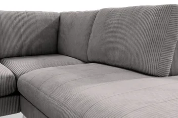 Ocean Lyx 6-seters Høyrevendt U-formet Sofa med Divan og Sjeselong + Fotskammel i Manchester - Mørk grå - Møbler - Sofaer - U-sofa