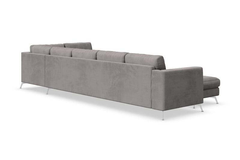 Ocean Lyx 6-seters Høyrevendt U-formet Sofa med Divan og Sjeselong + Fotskammel i Manchester - Mørk grå - Møbler - Sofaer - U-sofa