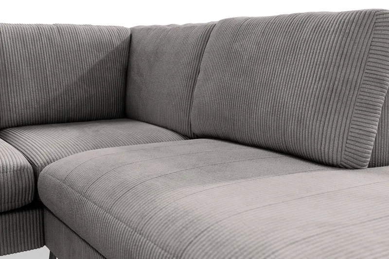 Ocean Lyx 6-seters Høyrevendt U-formet Sofa med Divan og Sjeselong + Fotskammel i Manchester - Mørk grå - Møbler - Sofaer - U-sofa