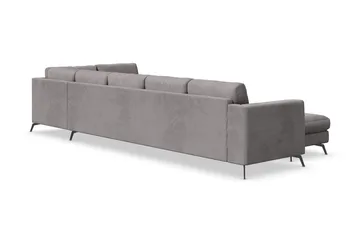 Ocean Lyx 6-seters Høyrevendt U-formet Sofa med Divan og Sjeselong + Fotskammel i Manchester - Mørk grå - Møbler - Sofaer - U-sofa