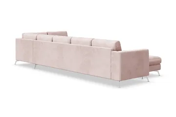 Ocean Lyx 6-seters Høyrevendt U-formet Sofa med Divan og Sjeselong + Fotskammel i Manchester - Rosa - Møbler - Sofaer - U-sofa