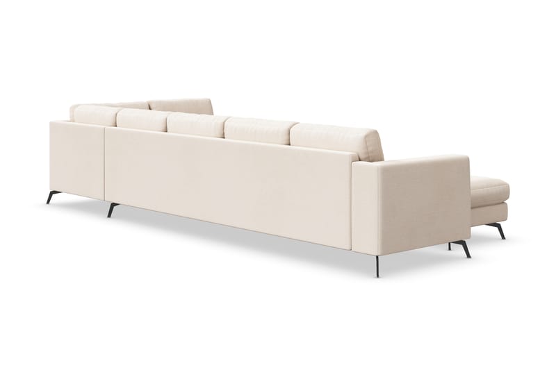 Ocean Lyx 6-seters Høyrevendt U-formet Sofa med Divan og Sjeselong + Fotskammel i Stoff - Beige - Møbler - Sofaer - Sofaer med sjeselong