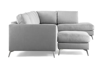 Ocean Lyx 6-seters Høyrevendt U-formet Sofa med Divan og Sjeselong + Fotskammel i Stoff - Grå - Møbler - Sofaer - U-sofa