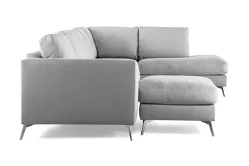 Ocean Lyx 6-seters Høyrevendt U-formet Sofa med Divan og Sjeselong + Fotskammel i Stoff - Grå - Møbler - Sofaer - U-sofa