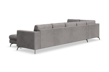 Ocean Lyx 6-seters Venstrevendt U-formet Sofa med Divan og Sjeselong + Fotskammel i Manchester - Mørk grå - Møbler - Sofaer - U-sofa