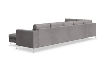 Ocean Lyx 6-seters Venstrevendt U-formet Sofa med Divan og Sjeselong + Fotskammel i Manchester - Mørk grå - Møbler - Sofaer - U-sofa