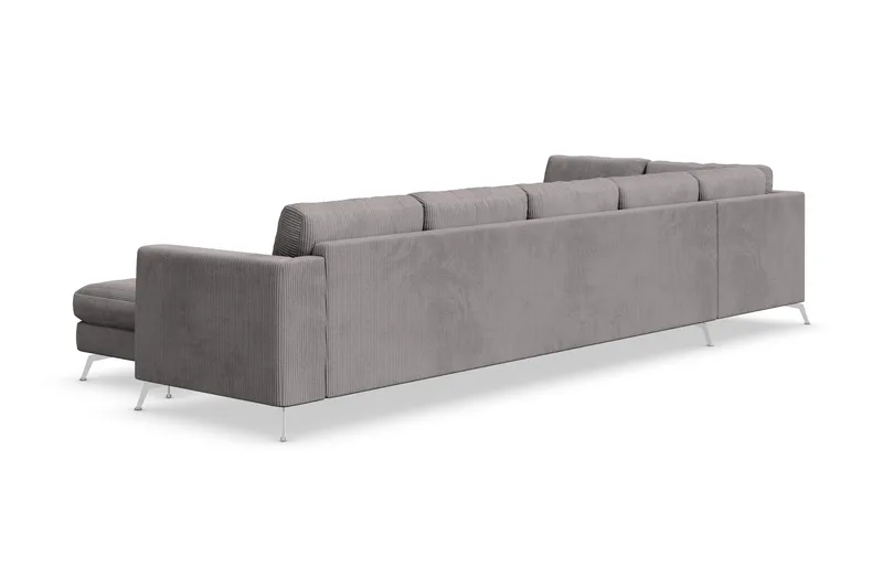 Ocean Lyx 6-seters Venstrevendt U-formet Sofa med Divan og Sjeselong + Fotskammel i Manchester - Mørk grå - Møbler - Sofaer - U-sofa