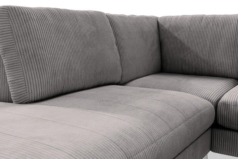 Ocean Lyx 6-seters Venstrevendt U-formet Sofa med Divan og Sjeselong + Fotskammel i Manchester - Mørk grå - Møbler - Sofaer - U-sofa