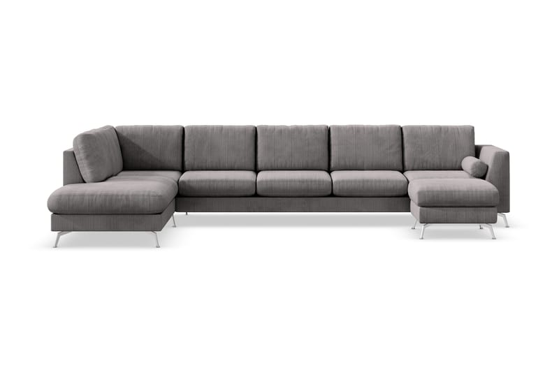 Ocean Lyx 6-seters Venstrevendt U-formet Sofa med Divan og Sjeselong + Fotskammel i Manchester - Mørk grå - Møbler - Sofaer - U-sofa
