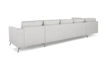 Ocean Lyx 6-seters Venstrevendt U-formet Sofa med Divan og Sjeselong + Fotskammel i Stoff - Lys grå - Møbler - Sofaer - U-sofa
