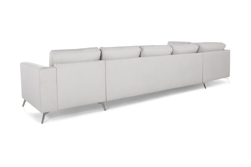 Ocean Lyx 6-seters Venstrevendt U-formet Sofa med Divan og Sjeselong + Fotskammel i Stoff - Lys grå - Møbler - Sofaer - U-sofa