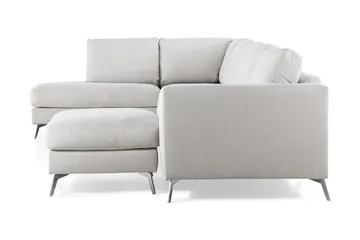 Ocean Lyx 6-seters Venstrevendt U-formet Sofa med Divan og Sjeselong + Fotskammel i Stoff - Lys grå - Møbler - Sofaer - U-sofa