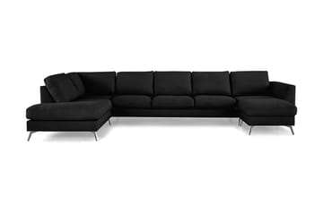 Ocean Lyx 6-seters Venstrevendt U-formet Sofa med Divan og Sjeselong + Fotskammel i Stoff