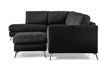 Ocean Lyx 6-seters Venstrevendt U-formet Sofa med Divan og Sjeselong + Fotskammel i Stoff - Svart - Møbler - Sofaer - U-sofa