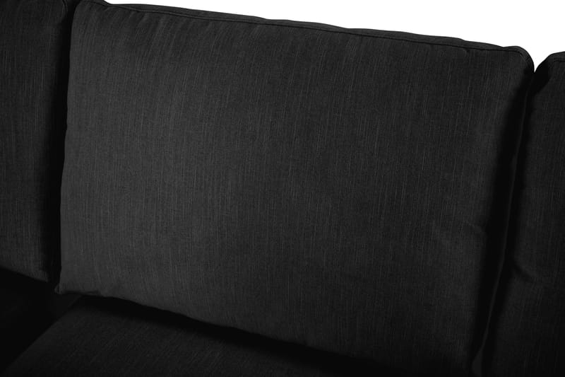 Ocean Lyx 6-seters Venstrevendt U-formet Sofa med Divan og Sjeselong + Fotskammel i Stoff - Svart - Møbler - Sofaer - U-sofa