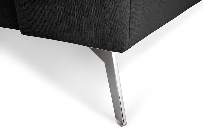 Ocean Lyx 6-seters Venstrevendt U-formet Sofa med Divan og Sjeselong + Fotskammel i Stoff - Svart - Møbler - Sofaer - U-sofa