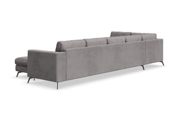 Ocean Lyx 6-seters Venstrevendt U-formet Sofa med Divan og Sjeselong + Fotskammel i Manchester - Mørk grå - Møbler - Sofaer - U-sofa