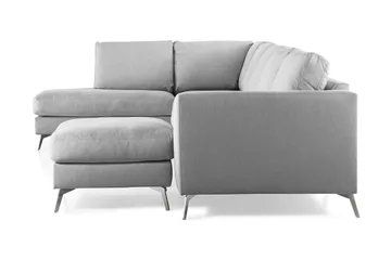 Ocean Lyx 6-seters Venstrevendt U-formet Sofa med Divan og Sjeselong + Fotskammel i Stoff - Grå - Møbler - Sofaer - U-sofa