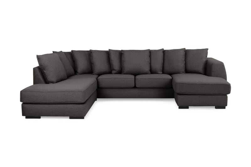 U-sofa Ontario med Divan Høyre inkl. Konvoluttputer - Mørkgrå - 4 seters sofa med divan - U-sofa