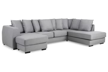 Optus 4-seters Høyrevendt U-formet Sofa med Divan og Sjeselong i Stoff inkl. Pynteputer - Lys grå - Møbler - Sofaer - U-sofa