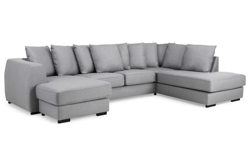 Optus 4-seters Høyrevendt U-formet Sofa med Divan og Sjeselong i Stoff inkl. Pynteputer - Lys grå - Møbler - Sofaer - U-sofa