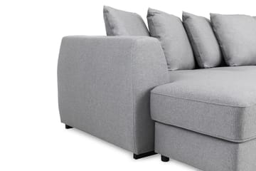 Optus 4-seters Høyrevendt U-formet Sofa med Divan og Sjeselong i Stoff inkl. Pynteputer - Lys grå - Møbler - Sofaer - U-sofa