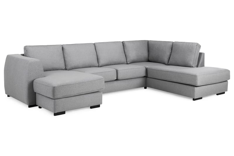 Optus 4-seters Høyrevendt U-formet Sofa med Divan og Sjeselong i Stoff - Lys grå - Møbler - Sofaer - Sofaer med sjeselong - 4 seters sofa med divan