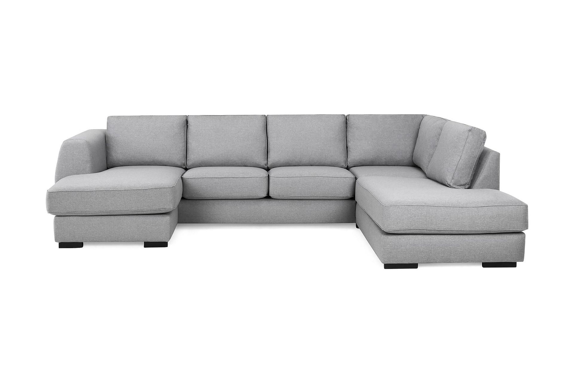 Optus 4-seters Høyrevendt U-formet Sofa med Divan og Sjeselong i Stoff - Lys grå - Møbler - Sofaer - Sofaer med sjeselong - 4 seters sofa med divan