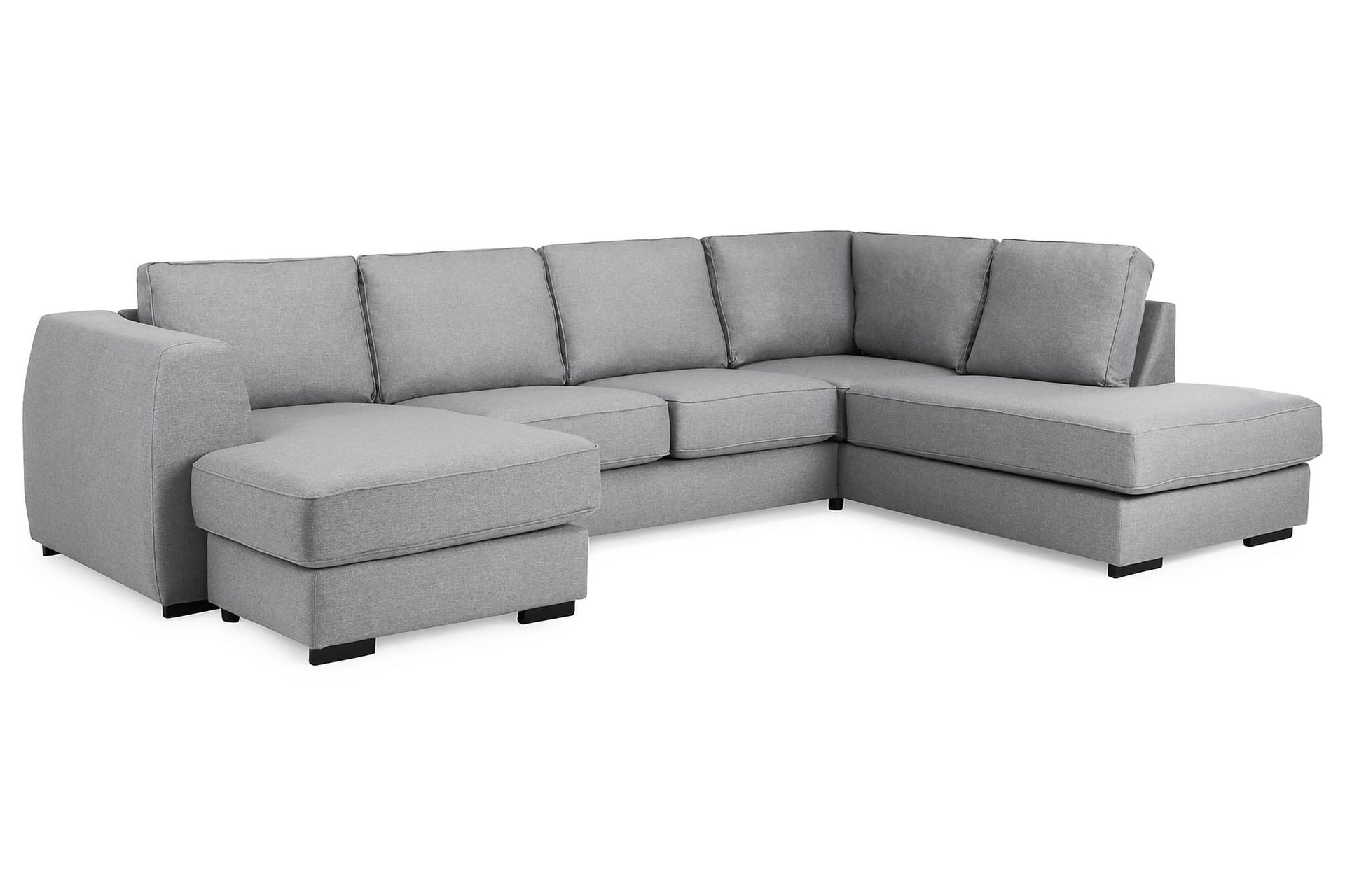 Optus 4-seters Høyrevendt U-formet Sofa med Divan og Sjeselong i Stoff - Lys grå - Møbler - Sofaer - Sofaer med sjeselong - 4 seters sofa med divan