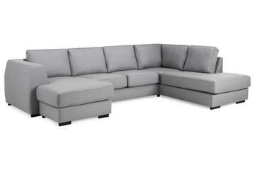 Optus 4-seters Høyrevendt U-formet Sofa med Divan og Sjeselong i Stoff - Lys grå - Møbler - Sofaer - U-sofa