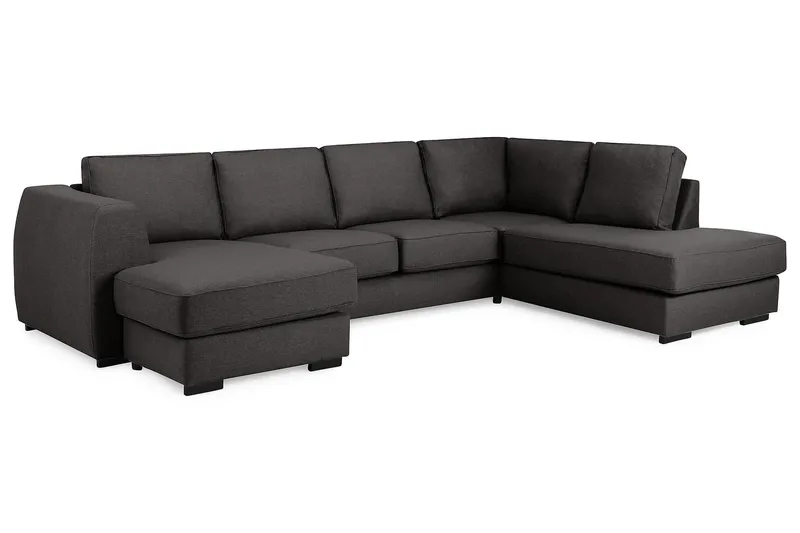 Optus 4-seters Høyrevendt U-formet Sofa med Divan og Sjeselong i Stoff - Mørk grå - Møbler - Sofaer - Sofaer med sjeselong - 4 seters sofa med divan