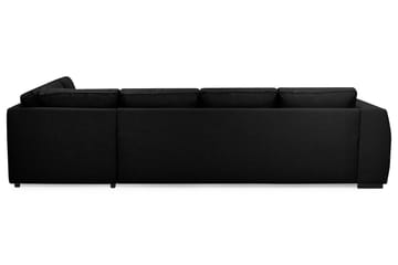 Optus 4-seters Høyrevendt U-formet Sofa med Divan og Sjeselong i Stoff - Svart - Møbler - Sofaer - Sofaer med sjeselong - 4 seters sofa med divan