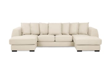 Optus 4-seters U-formet Sofa med Dobbeldivan i Stoff inkl. Pynteputer - Beige - Møbler - Sofaer - U-sofa
