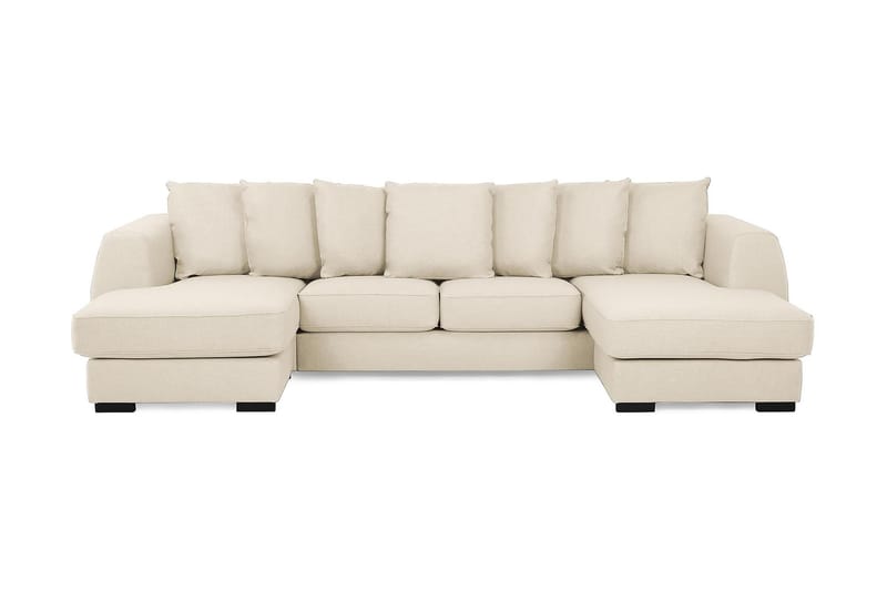 Optus 4-seters U-formet Sofa med Dobbeldivan i Stoff inkl. Pynteputer - Beige - Møbler - Sofaer - U-sofa